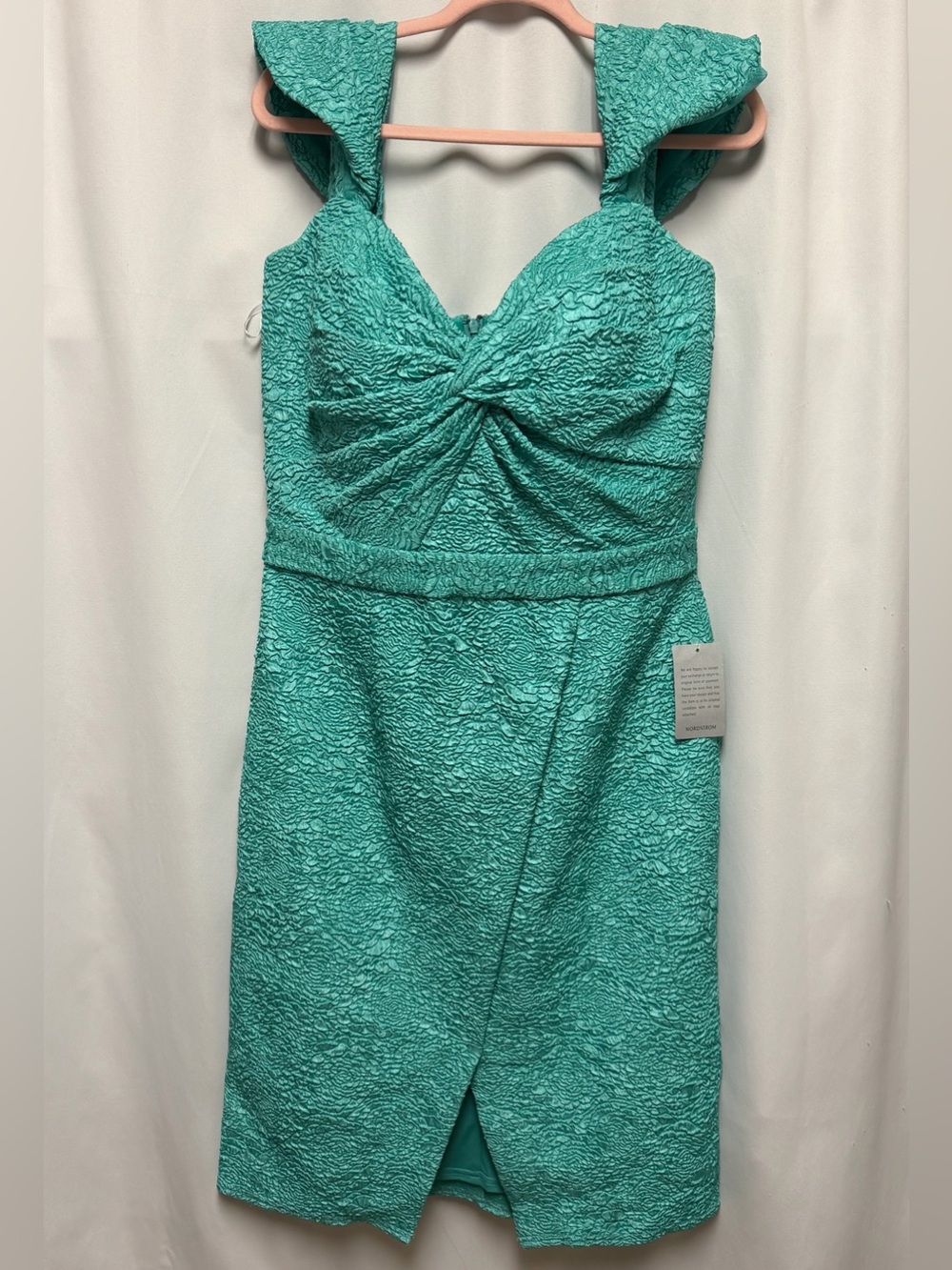 Tadashi Shoji Tulip Off the Shoulder Midi Cocktail Dress Teal Green Size 14 NWT